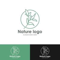 tropisch plantenlogo. cirkel bloem embleem in lineaire n cirkel stijl. vector abstracte badge voor natuurproduct design, bloemist, cosmetica, ecologie concept, wellness, spa, yogacentrum.