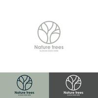 tropisch plantenlogo. cirkel bloem embleem in lineaire n cirkel stijl. vector abstracte badge voor natuurproduct design, bloemist, cosmetica, ecologie concept, wellness, spa, yogacentrum.