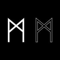 mannaz rune man menselijk symbool pictogrammenset witte kleur illustratie vlakke stijl eenvoudige afbeelding vector