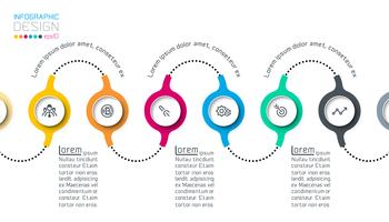 Cirkel label infographic met stap voor stap. vector