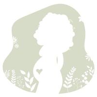 zwangere vrouw lichaam silhouet met bloemen vector