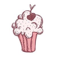 stiker cupcake met hart voor Valentijnsdag ontwerp. vector