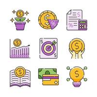 financiële geletterdheid icon set vector