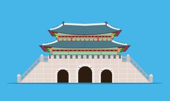 terug gwanghwamun poort gyeongbokgung paleis in seoul zuid-korea vector illustratie eps10