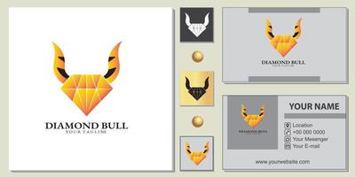 diamant stier logo premium sjabloon met elegante visitekaartje vector eps 10