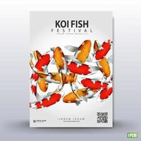 posterontwerp. koi fish festival, met een kleurrijke vissenachtergrond. vector