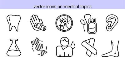 vectorpictogrammen over medische onderwerpen vector