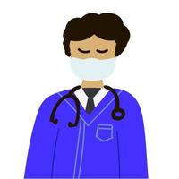 mannelijke arts in een masker vectorillustratie. het concept van geneeskunde en gezondheidsbescherming. preventie van ziekten en virale infecties. vector