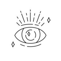 het magische oog. magische symbolen doodles esoterische boho mystieke handgetekende elementen steenkristallen. magische vectorelementen vector