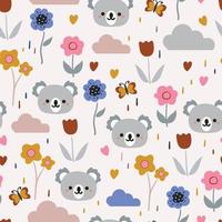 naadloze patroon cartoon koala en plant vector