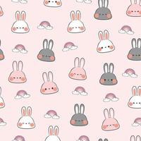 naadloze patroon met konijn konijn hoofd cartoon vector