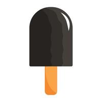 vectorillustratie van chocolade-ijs op een stokje in cartoon vlakke stijl. lekkere zomersnoepjes, sorbet, dessert vector