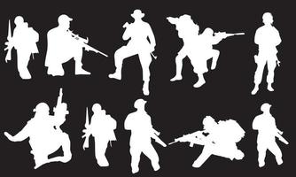 leger soldaat vector illustratie ontwerp silhouet zwart-wit achtergrond collectie