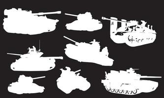 tank en tankdestroyers vector silhouetten vector illustratie ontwerp