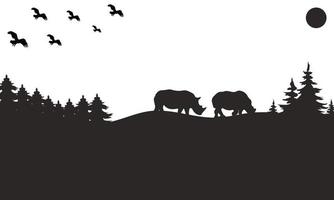 neushoorn silhouet vector illustratie ontwerp