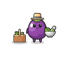 aubergine kruidendokter leuke cartoon vector