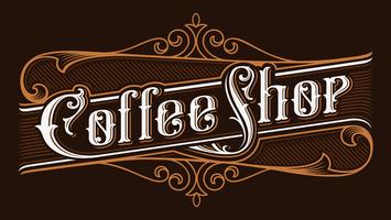 Koffie winkel vintage belettering illustratie. vector