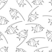 naadloos patroon met fish.a vis met een grote scherpe fin.marine theme.doodle style.black en wit image.vector illustratie vector