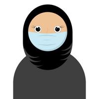 een moslimvrouw in een hijab en een beschermend medisch masker.platte illustraties.cartoon style.vector illustration vector