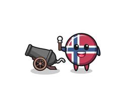 schattige noorse vlag schieten met kanon vector