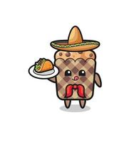 muffin Mexicaanse chef-kok mascotte met een taco vector