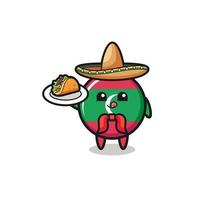 vlag van maldiven Mexicaanse chef-kok mascotte met een taco vector