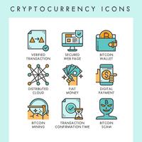 Cryptocurrency pictogrammen concept illustraties vector