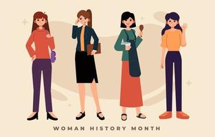 vrouw geschiedenis maand karakters vector