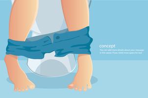 persoon zittend op toilet met het lijden van constipated of diarree vectorillustratie