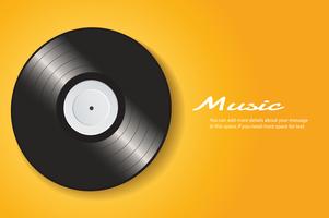 vinyl record met gele cover mockup achtergrond vector