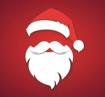 Vrolijk kerstfeest vector concept rood met kerstmuts en santa witte baard