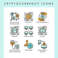 Cryptocurrency pictogrammen concept illustraties vector