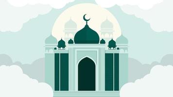 islamitisch achtergrondontwerp met moskeeillustratie voor desktopontwerp of websiteontwerp vector