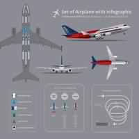 Set van vliegtuig met Infographic geïsoleerd vectorillustratie vector