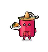 dynamiet Mexicaanse chef-kok mascotte met een taco vector