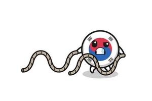 illustratie van de vlag van Zuid-Korea die gevechtstouwtraining doet vector