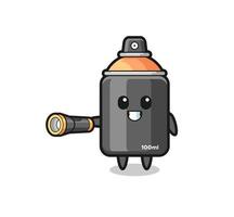 spray paint mascotte met zaklamp vector