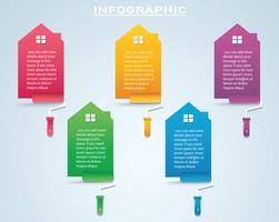 kleurrijk huis met een verfroller Infographic 4 opties achtergrond vectorillustratie vector