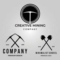 set mijnbouw logo pictogram lijntekeningen minimalistisch illustratie ontwerp creatief vector