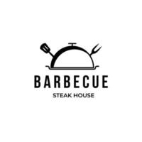 barbecue steak house logo ontwerp minimalistische lijntekeningen vector