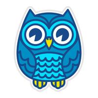 Cute Cartoon Owl Bird met grote ogen in zithouding vector