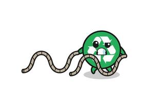 illustratie van recycling die battle rope workout doet vector