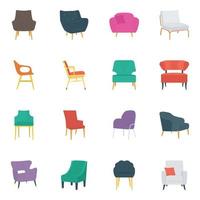 verschillende soorten stoelen en bankcollectie vector