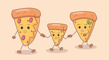 gelukkige pizza familie vector