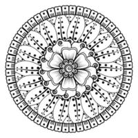 cirkelvormig patroon in de vorm van mandala voor henna, mehndi, tatoeage, decoratie. decoratief ornament in etnische oosterse stijl. kleurboek pagina. vector