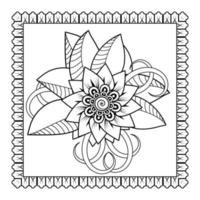 mehndi bloem voor henna, mehndi, tatoeage, decoratie. decoratief ornament in etnische oosterse stijl, doodle ornament, schets hand tekenen. kleurboek pagina. vector