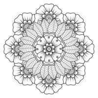 cirkelvormig patroon in de vorm van mandala voor henna, mehndi, tatoeage, decoratie. decoratief ornament in etnische oosterse stijl. kleurboek pagina. vector