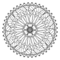 cirkelvormig patroon in de vorm van mandala voor henna, mehndi, tatoeage, decoratie. decoratief ornament in etnische oosterse stijl. kleurboek pagina. vector