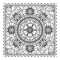 cirkelvormig patroon in de vorm van mandala voor henna, mehndi, tatoeage, decoratie. decoratief ornament in etnische oosterse stijl. kleurboek pagina. vector