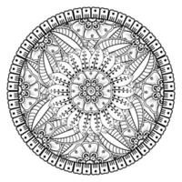 cirkelvormig patroon in de vorm van mandala voor henna, mehndi, tatoeage, decoratie. decoratief ornament in etnische oosterse stijl. kleurboek pagina. vector